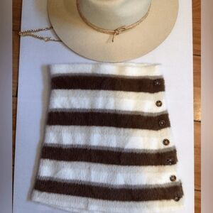 Free People Brown and White Striped Mini Skirt